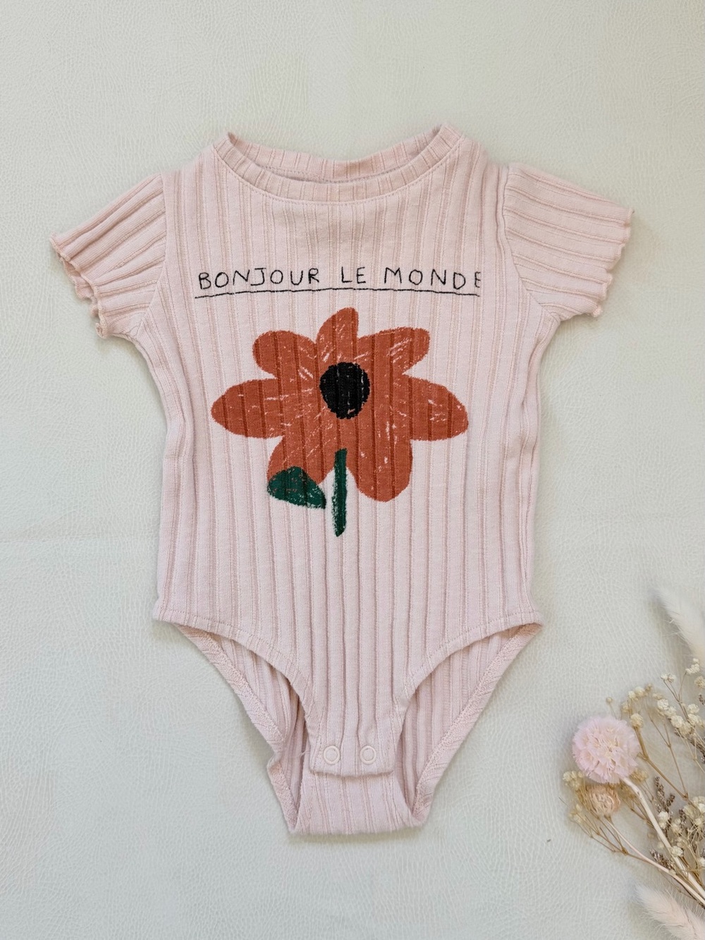 Zara Pink Ribbed One-Piece Bodysuit 18-24M